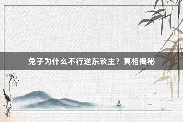 兔子为什么不行送东谈主？真相揭秘